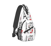 Ahdyr Zaino a tracolla da viaggio Zaino da escursionismo Daypack Borsa a tracolla con tracolla in corda Paris-Torre Eiffel-Rossetto-rosso