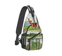 Ahdyr Zaino a tracolla da viaggio Zaino da escursionismo Oh-Deer-Funny-Elk-Art Borsa a tracolla in corda