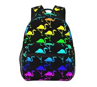 Ahdyr Zaino Daypack antifurto multiuso grande capacità Bookbag Rainbow Flamingo Black Art Business Computer Bag con tasche laterali