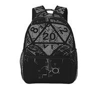 Ahdyr Zaino Daypack in poliestere resistente per trekking, picnic, passeggiate, ciclismo, borsa a tracolla multiuso antifurto di grande capacità, zainetto casual D20 Dice Black Art