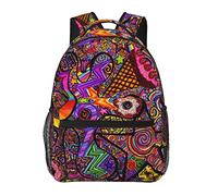 Ahdyr Zaino Daypack Zaino antifurto Multiuso Borsa a mano di grande capacità Stella colorata Linea arcobaleno Spirit Art Zaino da viaggio e da campeggio con tasche laterali