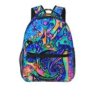 Ahdyr Zaino Leggero Daypack per Viaggi Sportivi Corsa e Jogging Grande Capacità Multiuso Antifurto Bookbag, Blu Luminoso Decorativo Fantastici Funghi Art Laptop Zaino Daypack
