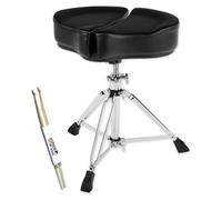Ahead SPG-BL - Sgabello per batteria, nero con bacchette Keepdrum