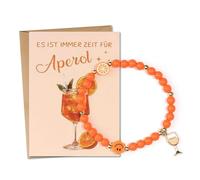 AHEJIOO Bracciale floreale arancione con biglietto di auguri, con bracciale Aperol, biglietto di auguri - Se riesci a leggere Bring Mir Apero Spritz - Elegante set regalo per compleanno