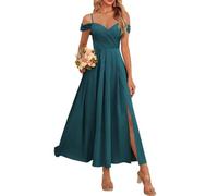 AHERKLL Abiti da damigella d'onore in chiffon da donna con fessura abiti da ballo pieghe abiti da cocktail taglie forti HAH008, Foglia di t, 60 Più