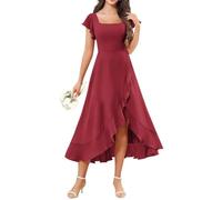 AHERKLL Abito da damigella d'onore in chiffon da donna per matrimonio con fessura abiti da ballo pieghe abiti da cocktail plus size HAH013, Rosa del deserto, 50