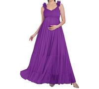 AHERKLL Abito premaman in tulle gonfio per servizio fotografico con cinghie 3D Lingerie Baby Shower gravidanza fotografia medicazione HAH058, Viola, 40
