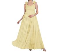 AHERKLL Abito premaman in tulle gonfio per servizio fotografico con cinghie 3D Lingerie Baby Shower gravidanza fotografia medicazione HAH058, Giallo, 40