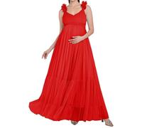 AHERKLL Abito premaman in tulle gonfio per servizio fotografico con cinghie 3D Lingerie Baby Shower gravidanza fotografia medicazione HAH058, Rosso, 40