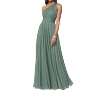 AHERKLL Una spalla abiti da damigella d'onore per abito da cocktail di cerimonia nuziale abito da sera chiffon abito da ballo plus size HAH030, Eucalipto, 48