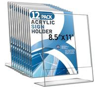 Aheroi 12 supporti in acrilico per cartelli, 21 x 28 cm, trasparenti, in plastica, espositori di carta, supporti verticali per documenti, cornici in plastica per foto, volantino per esposizione,