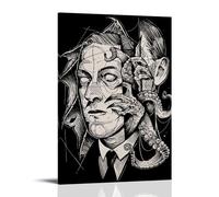 AHEUWAEBE H. P. Lovecraft - Poster su tela, decorazione artistica da parete per soggiorno, 50 x 75 cm, con cornice