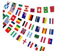 AhfuLife 1 Pezzi Bandierine Coppa del Mondo di Calcio 2026, 20 × 28 cm-21m, 48 Paesi Bandiere del Mondo, Bandiera Decorativa per la Coppa del Mondo, Calcio Eventi, Festa, Partito
