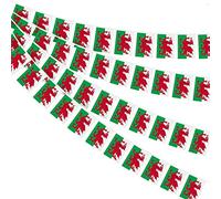 AhfuLife 1 Pezzi Galles Bandiera Bunting 30pcs Bandiere, 14× 21 cm-10m Doppio Lato Rettangolare Tessuto Galles Bunting Banner per la Coppa del Mondo, Calcio Casa, Giardino, Festa, Partito