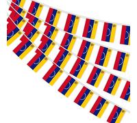 AhfuLife 1 Pezzi Venezuela Bandiera Bunting 30pcs Bandiere, 14× 21 cm-10m Doppio Lato Rettangolare Venezuela Banner Tessuto per Coppa del Mondo, Calcio Casa, Giardino, Festa e Partito