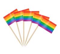 AhfuLife 100 Arcobaleno Bandiera Stuzzicadenti da Cocktail, Bandiere Stuzzicadenti per Panini, Tazze di Carta, Torte, Frutta, Stoviglie, Forniture per Feste, Decorazioni Bar (100 PCS, Arcobaleno)
