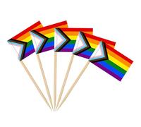 AhfuLife 100 Bandierine Arcobaleno Progressivo LGBTQ+ per Stuzzicadenti - Decorazioni per Torte, Cocktail, Panini e Cupcakes, per Feste, Bar e Eventi