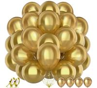 AhfuLife 100 Palloncini Dorati,12 Pollici Palloncini Oro, Palloncini Gonfiabili Elio in Lattice, per Decorazione Festa di Compleanno, Nozze Decorazione,Baby Shower, Ballo di Laurea