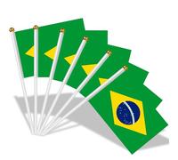 AhfuLife 100 PCS Bandiera del Brasile su bastoncini, 100 Bandiere del Brasile Piccole con asta Bianca da 30 cm, Decorazioni per il 7 settembre del giorno dell'indipendenza