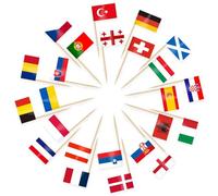 AhfuLife 100pz Bandiere con Stuzzicadenti a Tema Calcio Europeo, Bandiere per Alimenti Europei, Bandiere per Cocktail 24 Nazioni, Decorazioni per Eurovision, Decorazioni per Cupcake