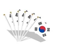 AhfuLife 15 Bandiere della Corea su Bastoni, 14 × 21 cm Piccole Bandiere della Corea con Asta Bianca da 30 cm, per Decorazioni Feste Nazionali, Coppa del Mondo, Giardino, Strada, Feste