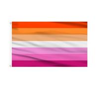 AhfuLife 1Pcs Bandiere Lesbian da 150 x 90cm per il Giorno dell'orgoglio, Bandiera Lesbian LGBTQ+ Doppio Lato con Occhielli in Ottone per Pride Day Mostre, Sfilate, Decorazione il 17 Maggio