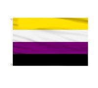 AhfuLife 1Pcs Bandiere Non Binary Pride per il Giorno dell'orgoglio, 150 x 90 cm Bandiera Non Binaria, Bandiera LGBTQ+ Pride, Doppio Lato con Occhielli in Ottone, per Parate del Gay Pride Day, Festa