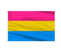 AhfuLife 1Pcs Bandiere Pansessuali Pride per il Giorno dell'orgoglio, 150 x 90 cm Bandiera Pansessuale LGBTQ+, Doppio Lato con Occhielli in Ottone per Parata del Pride Day, Decorazioni per Parate