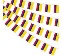 AhfuLife 2 Pezzi Colombia Bandiera Bunting 30pcs Bandiere, 14× 21 cm-10m Doppio Lato Rettangolare Colombia Banner Tessuto per Coppa del Mondo, Calcio Casa, Giardino, Festa e Partito