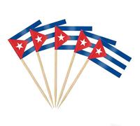 AhfuLife 200 bandierine per stuzzicadenti Cuba, bandiere cubane per cocktail per decorazioni per la festa nazionale, decorazioni per panini, cibo, cupcake, stoviglie, articoli per feste di Coppa del