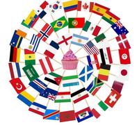 AhfuLife 200 Pezzi Bandierine Stuzzicadenti con Bandiere del mondo, Stuzzicadenti con Bandiere del Mondo 48 paesi, per Decorare Cocktail, Panini, per Coppa del Mondo, Decorazioni Bar e Feste
