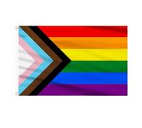 AhfuLife 2Pcs Progress Pride Bandiere da 105 x 90cm per il Giorno dell'orgoglio, Bandiera Progress LGBTQ+ Doppio Lato con Occhielli in Ottone, per Parate del Pride Day, Decorazioni per Parate