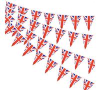 AhfuLife 4 Pezzi Regno Unito Bandiera Bunting 30pcs Bandiere, 14× 21 cm-10m Doppio Lato Triangolare Tessuto Regno Unito Bunting Banner per la Coppa del Mondo, Calcio Casa, Giardino, Festa, Partito