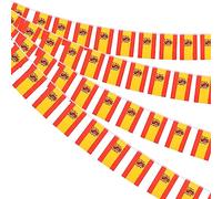 AhfuLife 4 Pezzi Spagna Bandiera Bunting 30pcs Bandiere, 14× 21 cm-10m Doppio Lato Rettangolare Spagna Banner Tessuto per Coppa del Mondo, Calcio Casa, Giardino, Festa e Partito