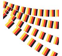 AhfuLife Germania Bandiera Bunting 30pcs Bandiere, 10m Doppio Lato Rettangolare Tessuto Tedesco Bunting Banner per la Calcio Casa Giardino Bar Decorazioni Del Partito (14× 21 cm - 10m, 2 pezzi)