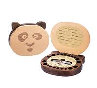 AhfuLife Scatola per Denti in Legno per Bambini, con Denti da Latte, Fatta a Mano, in Legno, per Denti Dei Bambini, Simpatici Dentini, Scatola per Denti Del Latte (Panda)