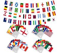 AhfuLife Set di Bandierine e Bandiere a Mano Coppa del Mondo di Calcio 2026, 48 Paesi Bandiere del Mondo, 14×21 cm, in Poliestere su Entrambi i Lati, per la Coppa del Mondo, Calcio Eventi, Festas