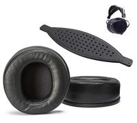 AHG - Cuscinetti auricolari e archetto LCD compatibili con Audeze LCD-2 LCD-3 LCD-4 LCD-4z LCD-X LCD-XC LCD-MX4 e LCD-GX (nero), cuscinetti in pelle di pecora, fascia fascia in pelle bovina, schiuma