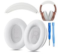 AHG QC35 - Kit di cuscinetti auricolari e cuscinetti per archetto, compatibili con cuffie Bose QuietComfort 35 ii/QC35 (bianco). Design ad archetto di alta qualità, montaggio fai da te senza cuciture