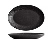AHGFTYRDT Piatti piani Piatti da dessert Piatto ovale in ceramica per forno a microonde Piatto speciale per pesce al vapore, piatto per la casa, piatto da pesce, piatti in ceramica (nero, M)