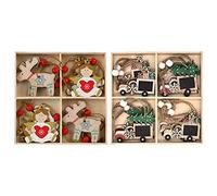 Ahgsup Ciondolo in Legno Decorazione Natalizia, Set 12 PZ