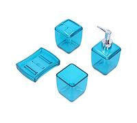 Ahgsup Set di Accessori per il Bagno Elegante Dispenser di Sapone Portaspazzolino Portasapone per Bagno Hotel Blu 4 Pezzi