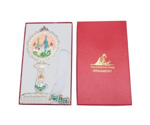 Ahgsup Set di Pettini per Specchietti Portatili in Metallo Vintage Squisito per Ritocchi Rapidi del Trucco, Set di Specchietti per Trucco Pieghevoli Portatili Leggeri per Viaggi in Ufficio, per gli