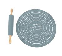 Ahgsup Set Mattarello e Tappetino per Impastare in Silicone Set Tappetino per Mattarello Antiaderente con Silicone e Faggio per Biscotti Pasta Pane Pizza (Grigio)