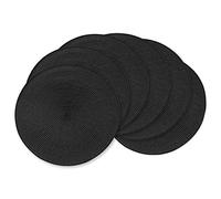 AHHFSMEI Set di 6 tovagliette rotonde intrecciate, 38 cm, per tavoli da pranzo, in tessuto naturale, resistenti al calore, colore: nero