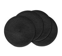 AHHFSMEI Tovagliette rotonde intrecciate, set di 4 tovagliette rotonde per tavolo da pranzo, in tessuto naturale, resistente al calore, 38 cm (nero)