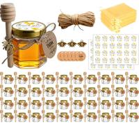 Ahhute Vasetti Miele, Piccoli Barattoli Bomboniere Ber la Comunione, Contenitori per Miele Bomboniere, Barattolini Miele Sacchetti Organza per un battesimo, 40 Pezzi 45ml