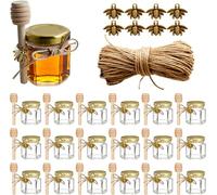 Ahhute Vasetti Miele, Piccoli Barattoli Bomboniere Ber la Comunione, Piccoli Vasetto Miele Bomboniere, Barattolini Miele Sacchetti Organza per Natale Battesimo, 20 Pezzi 45ml