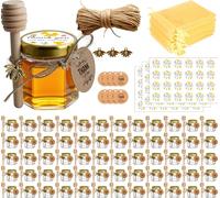 Ahhute Vasetti Miele, Piccoli Barattoli Bomboniere Ber la Comunione, Vasetto per Miele Bomboniere, Barattolini Miele Sacchetti Organza per Natale Battesimo, 60 Pezzi 45ml