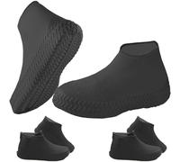 Ahigh Copriscarpe impermeabile, 3 paia di copriscarpe, copriscarpe, usa e getta e riutilizzabili, in lattice, antiscivolo, per pioggia, giorno della neve, spiaggia del deserto, strade fangose, Nero ,